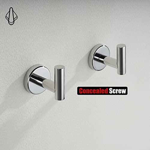 JQK Chrome Bathroom Towel Hook, 304 Stainless Steel Coat Robe Clothes Hook for Bathroom Kitchen Garage Wall Mounted (Pack of 2), TH100-CH-P2 - color: Chrome, size: 2 Pack