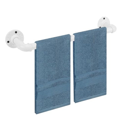 Industrial Pipe Towel Rack Towel Bar, Heavy Duty Wall Mounted Rustic Farmhouse Bath Towel Holder for Bathroom (White, 16 inch) - color: White, size: 16 Inch