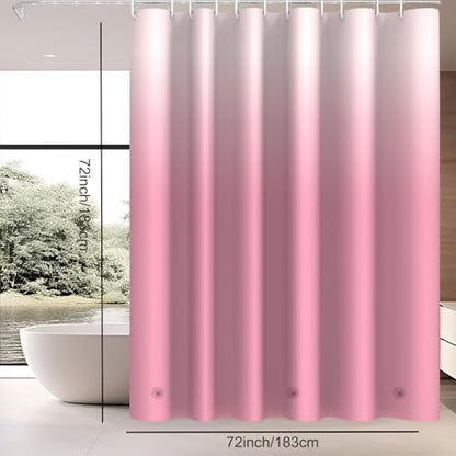 TIKABC Shower Curtain Liner, 4G PEVA Shower Liner, Plastic Waterproof Shower Curtains, with Grommet Holes and 3 Magnetic Weights(Gradient Pink) - color: Gradient Pink