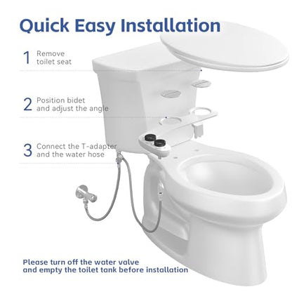 WATERLACE Bidet Attachment for Toilet Seat Water Pressure - Non Electric Bidets Self Cleaning Sprayer - Dual Nozzle Bidet Attachments Toilets Spray - Adjustable Bidets Wash Butt Cleaner for Bathroom - color: Black
