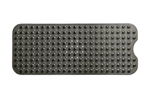 Extra-Long Non-Slip Bathtub & Shower Mat 39”x16” (Smooth/Non-Textured Tubs Only) Safe, Clean, Machine-Washable, Superior Grip&Drainage, Vinyl, Transparent Black - color: Transparent Black, size: 39" x 16" (Rectangular)