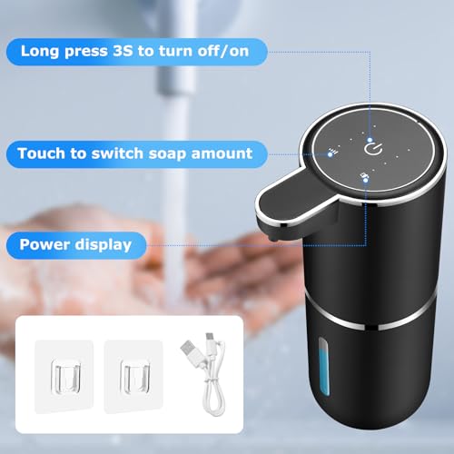 VZZNN 2 Pack Automatic Soap Dispenser,Automatic Liquid Soap Dispenser Touchless,12.8oz/380ml USB Rechargeabled Wall Mounted Smart Soap Dispensers for Bathroom Kitchen Dish Soap(Black) - color: Black, size: Liquid x2