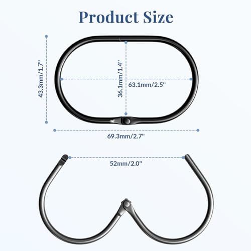 Bathway Shower Curtain Rings, Bathway Shower Curtain Hooks, Black Shower Curtain Hooks Rings Rust Proof, Anti-Drop Smooth Shower Rings for Curtain, 12 Pcs Metal Shower Hooks for Shower Curtain Rod - color: Black, style: Modern Oval