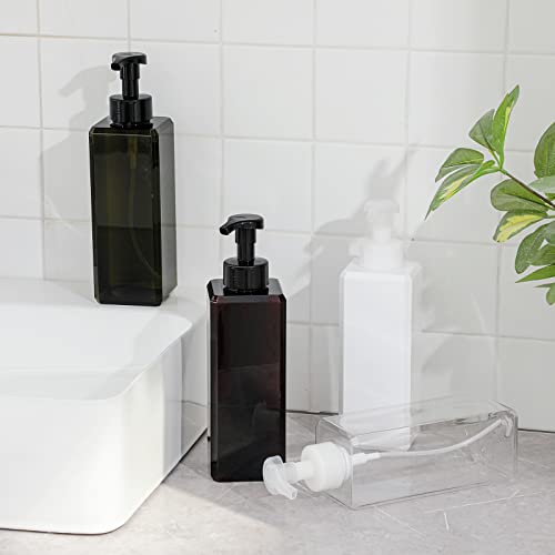 Foaming Soap Dispenser, 34oz Plastic Refillable Pump Bottle, 2 Pack, Amber | Hand Dispenser for Liquid Soap, Shampoo & Body Wash – Saves Soap with Rich Foam, Reusable, Easy to Refill, BPA-Free - color: Amber, size: 33 oz (2 Pack)