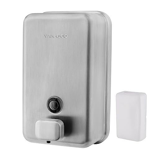 Wall Mounted Commercial Soap Dispenser Bathroom, Vertical Brushed | 1100ml 37oz Stainless Steel Liquid Hand Sanitizer Dispenser - color: Vertical Brushed