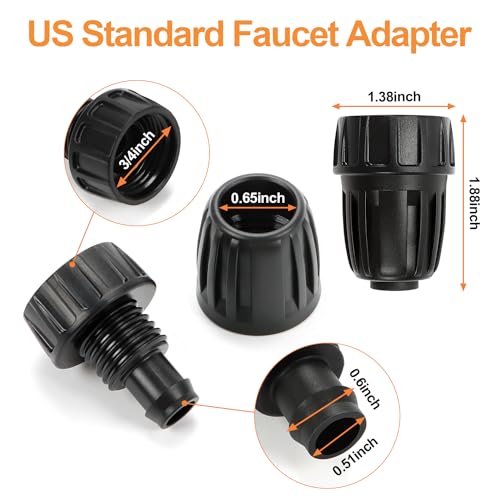 Universal 3/4 Inch Female Pipe Thread to 1/2 Inch Drip Irrigation Tubing Adapter, 6 Pack 1/2 In. Barbed Drip Line x 3/4 In. Faucet PVC Adapter Connect 3/4" FHT Garden Faucet Hose Bibb - size: 1/2" to 3/4" Adapter 6 Pcs