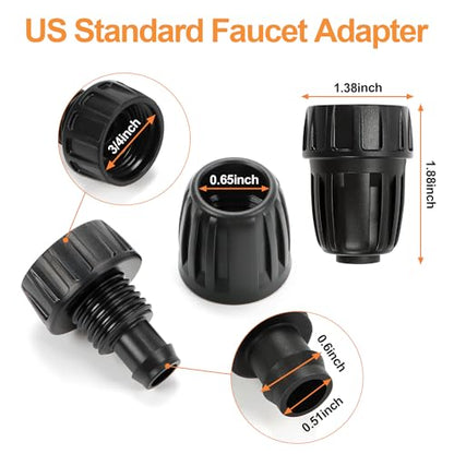 Universal 3/4 Inch Female Pipe Thread to 1/2 Inch Drip Irrigation Tubing Adapter, 6 Pack 1/2 In. Barbed Drip Line x 3/4 In. Faucet PVC Adapter Connect 3/4" FHT Garden Faucet Hose Bibb - size: 1/2" to 3/4" Adapter 6 Pcs