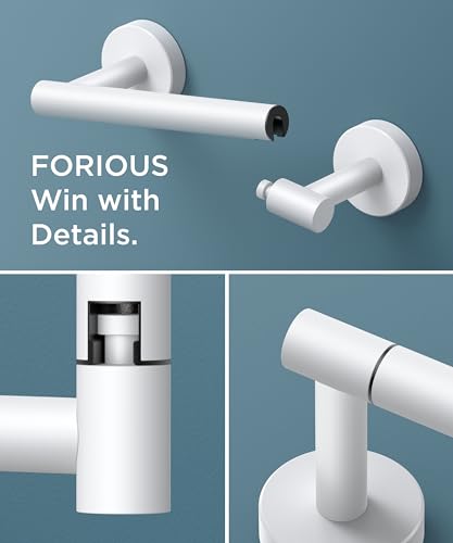 FORIOUS Commercial Toilet Paper Holder Wall Mount Bathroom Tissue Holder | White | SUS304 Stainless Steel Rustproof | Double Post Pivoting Toilet Paper Roll Holder | Screw-In | Round Base - color: White