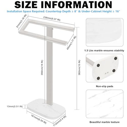 Livabber Standing Hand Towel Holder, 304 Stainless Steel Hand Towel Rack Stand with Heavy Marble Base, Bath Accessories, Towel Ring for Bathroom Kitchen Countertop, 14 Inch (Chrome) - color: Chrome