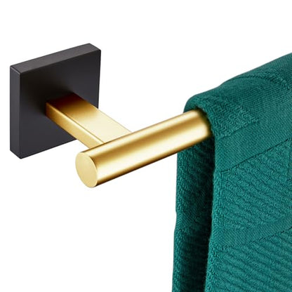 KOKOSIRI Bathroom Towel Bar Bath Towel Holders for Toilet Kitchen Cabinet Wall Mount 24 Inch Black with Gold Stainless Steel B4005GDK-L24 - color: Black Gold, size: 24-Inch