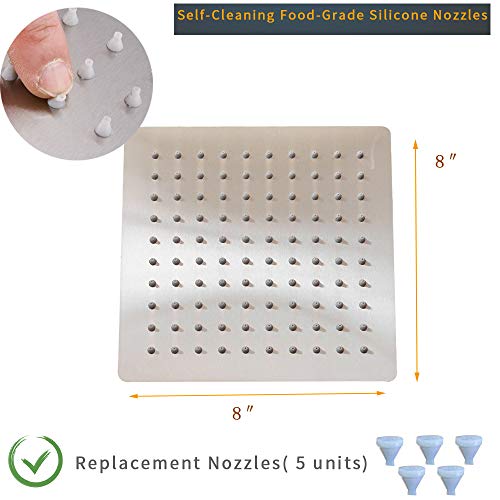 8 Inch Rainfall Shower Head, SUS304 Stainless Steel Brushed Nickel | Square Rain Bathroom Showerhead, High Flow, Large Stainless Steel, Ceiling Mounted, Wall Mounted, Waterfall Full Body - color: Brushed Nickel, size: 8 Inch