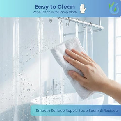 SUSTAINAURA® Essential Frosty Shower Curtain Liner 72x72 – Waterproof, Quick Dry, Odor Free, Eco Friendly, Non-Toxic with 3 Weighted Magnets & 12 Rustproof Grommets Bathroom Accessories - color: 2c Essential Peva Frosty