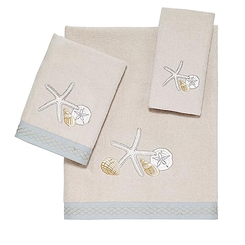 Avanti Linens - Hand Towel, Soft & Absorbent Cotton Towel, Beach Inspired Bathroom Accessories (Seaglass Collection) - size: Hand Towel