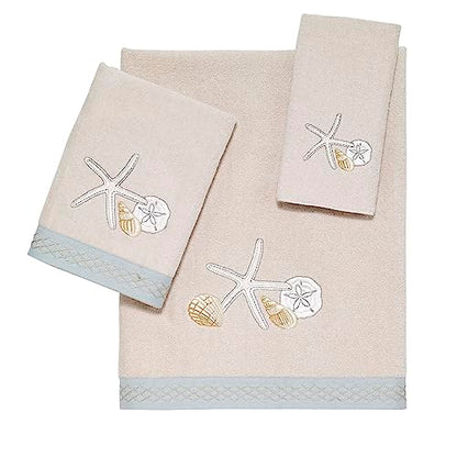 Avanti Linens - Hand Towel, Soft & Absorbent Cotton Towel, Beach Inspired Bathroom Accessories (Seaglass Collection) - size: Hand Towel