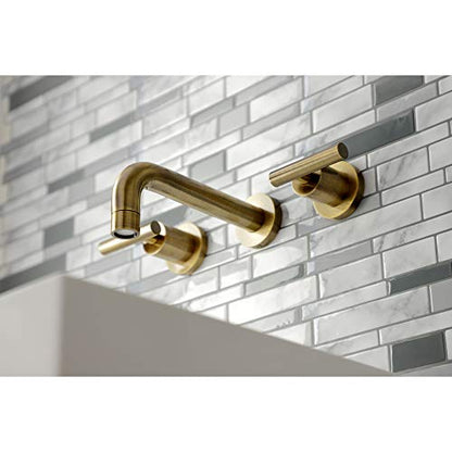 Kingston KS8123CML Wall Mount Bathroom Faucet, Antique Brass - color: Antique Brass