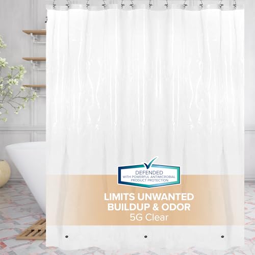 SlipX Solutions Protected Shower Curtain Liner, 5G Thicker Liner, 70"x72", Clear - color: Clear 5g