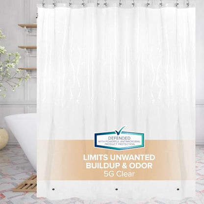 SlipX Solutions Protected Shower Curtain Liner, 5G Thicker Liner, 70"x72", Clear - color: Clear 5g