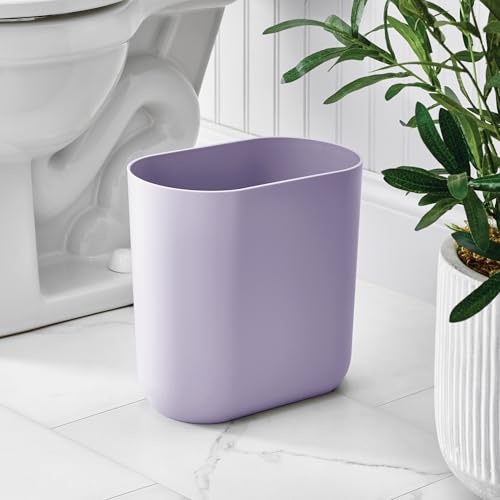 iDesign Small Slim Plastic Bathroom Trash Can, Purple | Garbage Can for Bedroom, Office, Desk, Dorm - color: Wisteria, style: Pack of 1
