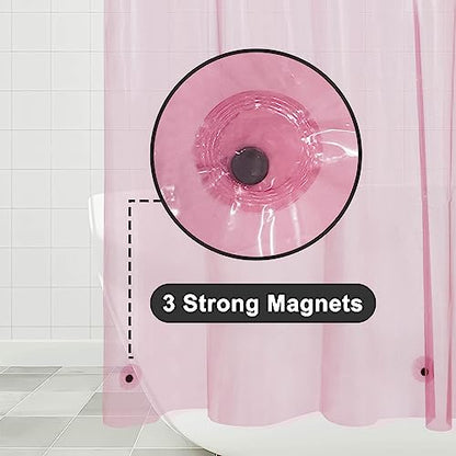 Barossa Design Clear Pink Shower Curtain Liner Standard Size | Premium PEVA, PVC Free, Metal Grommets, Waterproof Lightweight Translucent Pink Shower Curtain with 3 Magnets for Bathroom - color: Clear Pink, size: 72"W x 72"L (Pack of 1)