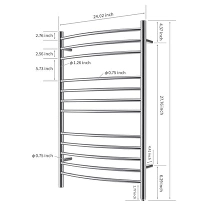 Towel Warmer, Heated Towel Rack, Plug-in/Hardwired, Brushed | 304 Stainless Steel Wall-Mounted Towel Warmer With Plug-In Or Hardwired Installation And Brushed Finish - color: Brushed