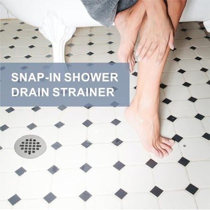 HIDROP Brushed Nickel Snap-in Shower Floor Drain Cover,4-1/4" OD Round Grid | Stainless Steel Shower Floor Drain, Replacement Shower Drain Cover, Hair Catcher, Easy-to-Install, Round Bathroom Drain Cover - color: Brushed