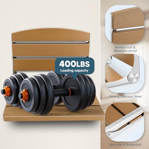 Folding Shower Seat, 16" Foldable Shower Chair Wall Mounted | Shower Seat for Inside Shower, Stainless Steel & Hdps Wood Fold Down Shower Bench for Elderly and Disabled - 400lbs