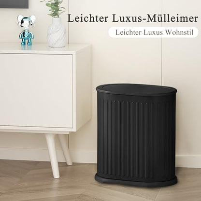 1.6 Gallon Trash Can with Lid, Small Bathroom Trash Can Wastebasket, Slim Garbage Can with Inner Bucket, Press Top Lid Garbage Container Bin for Kitchen, Home, Office, Bedroom, Living Room (Black) - color: Black