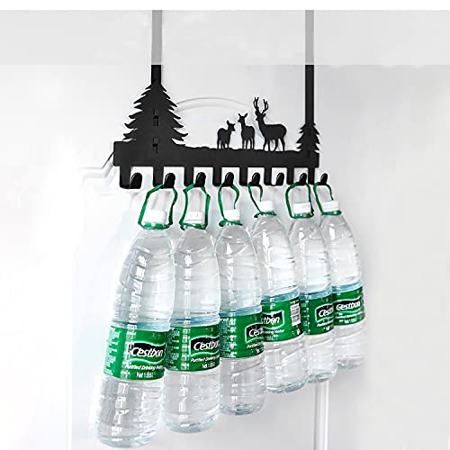 Over The Door Hook Easy Installation Organizer Coat Hooks Wall Mounted Metal Towel Hook Rack Animal Deer Hanger for Bathrooms Door Hanging Dual Mounted Key Hooks 8-Hooks,Black