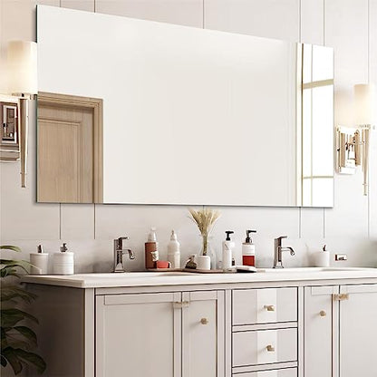 Frameless Wall Mirror 72"x36" Bathroom Vanity Mirror Shatterproof | Modern Wall Mount Mirror, Horizontal & Vertical, Rectangle Mirror for Over Sink, Living Room, Bedroom, Upgraded Packing - size: 72"L x 36"W