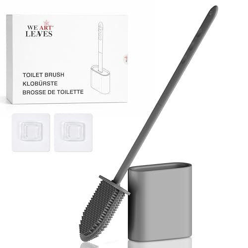 Modern Minimalist Silicone Grey Toilet Brush and Holder Set – Pack of 1 Wall Mounted Toilet Bowl Brush – Long Non-Slip Handle, Flexible Bristles for Self-Cleaning & Splash-Free, Easy-Rinse Design - color: Gray, size: Pack of 1