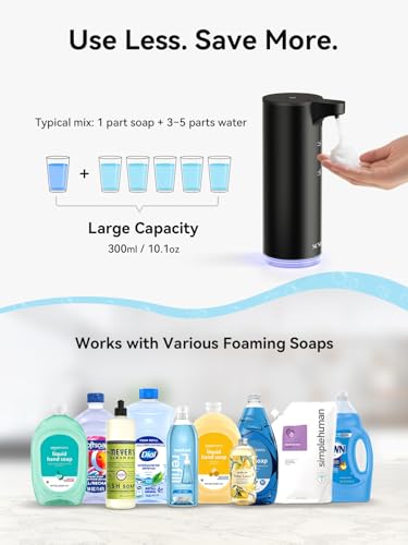 Automatic Foam Soap Dispenser, 0.2s Fast Sensor, USB-C Rechargeable, Smudge-Resistant Stainless Steel, Touchless Liquid & Foaming Soap Dispenser for Bathroom, Kitchen, Hotel, Black - color: Black