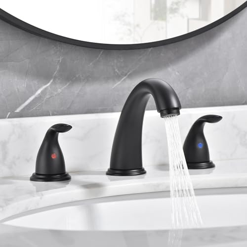 Sumerain Widespread 8 inch Bathroom Faucet - Black Basin Faucet with Two Handles - color: Matte Black