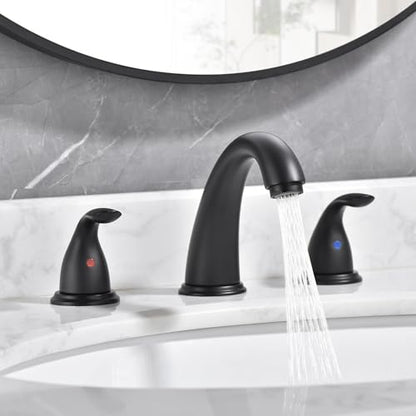 Sumerain Widespread 8 inch Bathroom Faucet - Black Basin Faucet with Two Handles - color: Matte Black