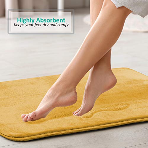 Clara Clark Bathroom Rug Set, 3 Piece Velvet Memory Foam Bath Mats with Non-Slip PVC Backing, Gold - color: Camel Gold