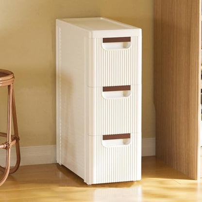 3 Drawers Slim Bathroom Storage Cabinet,Narrow Plastic Storage Cart,Rolling Dresser on Wheels for Bedroom,Living Room,Bathroom,Kitchen - size: 3 Drawers