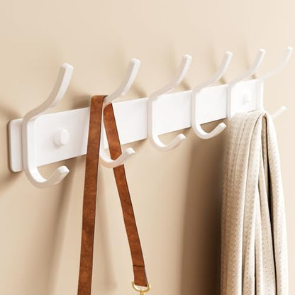 GWAAZXGZ White Coat Rack Wall Mounts - 15 Inch Metal 6-Hook Rack(1 Pack) | for Hanging Coats, Bags, and Towels in Entryway, Livingroom, Bedroom, Bathroom, and Kitchen - color: White, size: 1 Pack