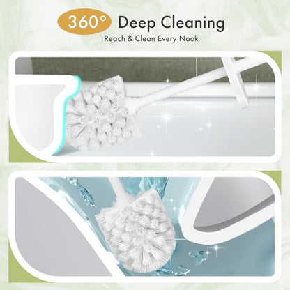 Toilet Bowl Brush and Holder Set 2 Pack with 4 Extra Brush Heads (White) | Extra Long Handle with Splash Guard Cover, Tool-Free Installation, Bathroom Space-Saving, Cleaner Sets for Apartments, RV - color: White