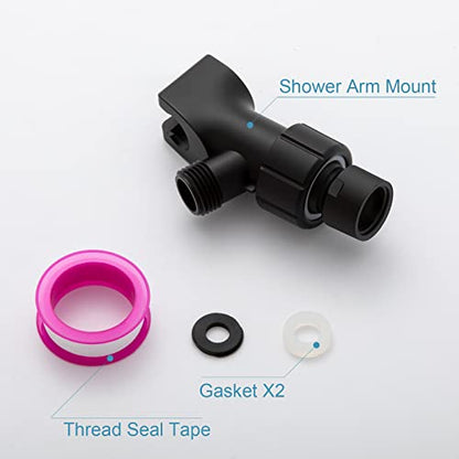 OFFO Shower Head Holder with Solid Metal Ball for Handheld Shower Head, Adjustable Shower Arm Mount for Connecting Shower Arm and Shower Hose, 1/2 in IPS Female Inlet and Male Outlet, Matte Black - style: Matte Black