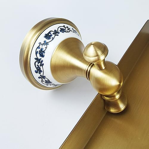 Toilet Paper Holder with Phone Shelf, Bathroom Toilet Paper Roll Holder Antique Bronze Brass Wall Mounted Bathroom Hardware Accessories,Porcelain Design - color: Toilet Paper Holder With Shelf
