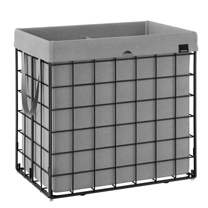 SONGMICS Laundry Hamper, 34.3 Gal. (130L) Laundry Basket, Collapsible Clothes Hamper, Removable and Washable Liner, Metal Wire Frame, for Bedroom Bathroom, Black and Gray ULCB113G01 - color: Black + Gray, size: 130 L