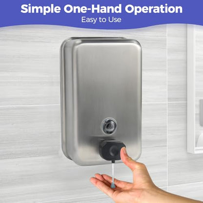Stardrix Heavy Duty Stainless Steel Wall Mount Soap Dispenser, 1100ml/37oz, with Corrosion Proof Lining and Anti-Leak Pump for Commercial & Home Bathroom Kitchen(Vertical) - size: Vertical