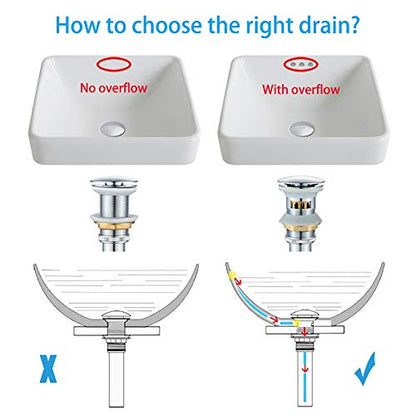 VOTON Bathroom Sink Drain Chrome Lavatory Pop-up Drain with Detachable Basket Stopper, Anti-Explosion and Anti-Clogging Drain Strainer，with Overflow Hole - color: Chrome, size: With Overflow
