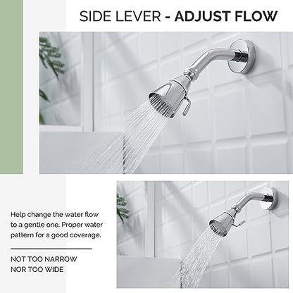 Angle Simple Shower Head High Pressure, Brass Shower Sprayer G 1/2, Chrome | High Flow Rinsing, Swivel Joint to Change Position, Adjustable Lever for Gentle Stream, Use in Bathroom or Outdoor - color: Chrome
