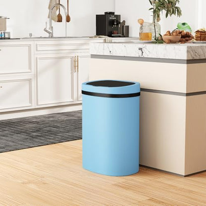 PayLessHere | 13 Gallon Plastic Trash Can | Blue | Automatic Touchless Lid with Motion Sensor | Kitchen Garbage Can with Waterproof Design | for Home, Office, Bathroom | Pack of 1 - color: Blue