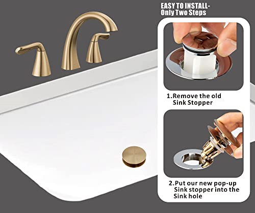 Universal Bathroom Sink Drain Stopper, Fits Most Pop-Up Drains for Vessel Sink Lavatory Vanity, Sink Drain Strainer with Detachable Hair Catcher, Tested by Plumber in US (Champagne Bronze) - color: Champagne Bronze