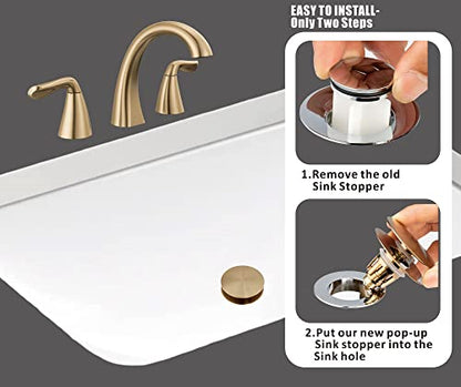 Universal Bathroom Sink Drain Stopper, Fits Most Pop-Up Drains for Vessel Sink Lavatory Vanity, Sink Drain Strainer with Detachable Hair Catcher, Tested by Plumber in US (Champagne Bronze) - color: Champagne Bronze