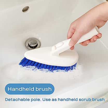 Qaestfy Shower Scrubber Cleaning Brush Combo Bath Tub Tile Cleaner Scrubber Brush with 51'' Adjustable Long Handle Scrub Brush for Bathroom Shower Bathtub Wall Mop Cleaning Scrubbing - color: Blue