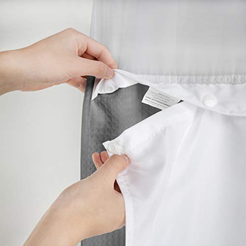 River Dream Stall Heavyweight No Hooks Required Dotted Waffle Weave Shower Curtain with Snap in Liner - 36W x 74H,Hotel Grade,Spa Like Bath Curtain,Gray - color: Grey, size: 36"W x 74"L (Pack of 1)
