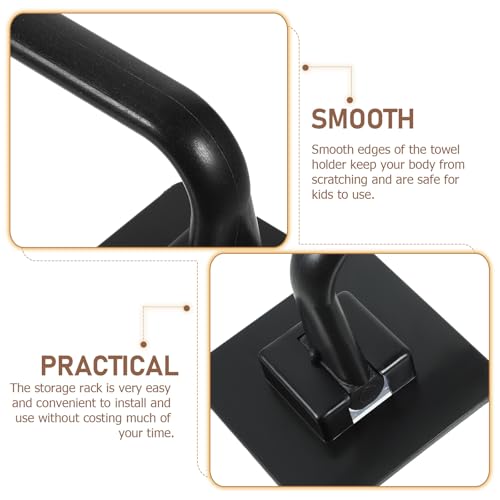 BESPORTBLE Wall-Mounted Towel Bar 45Cm Black Adhesive Bathroom Towel Rack No Drilling for Shower and Toilet