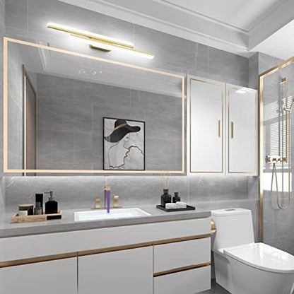 Ralbay 40" Modern LED Gold Vanity Lights 40W Frosted Aluminum Gold Bathroom Vanity Light Fixtures Over Long Mirror Modern Gold Bath Lighting 6000K White Light - color: Gold, size: 40 inch